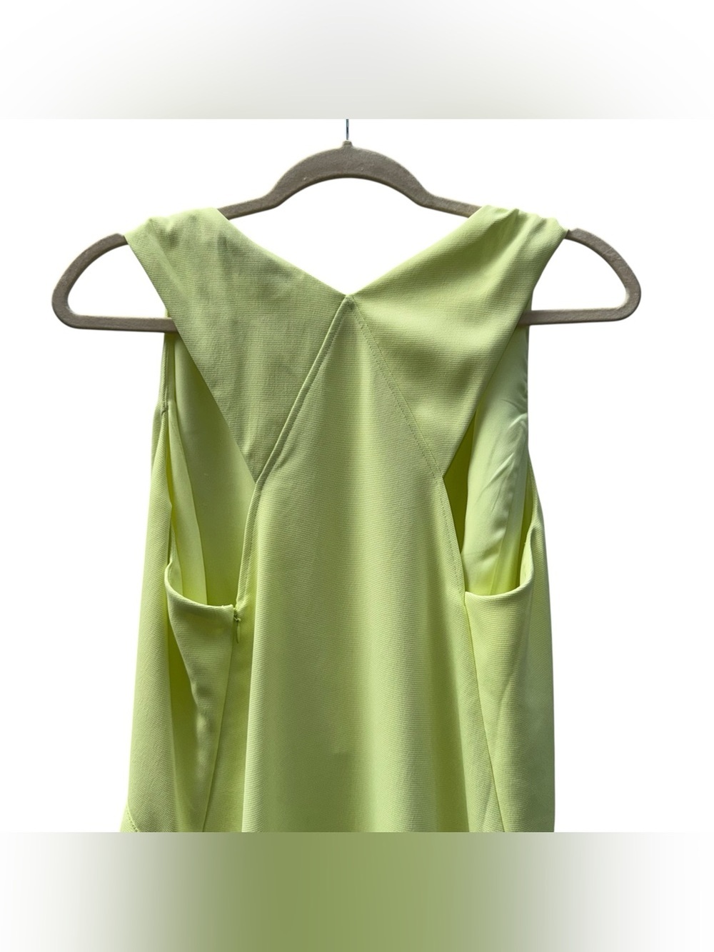 PROENZA SCHOULER White Label Plunging Shoulder Tie V-Neck Midi Dress Celery Sz 8 - Picture 11 of 16